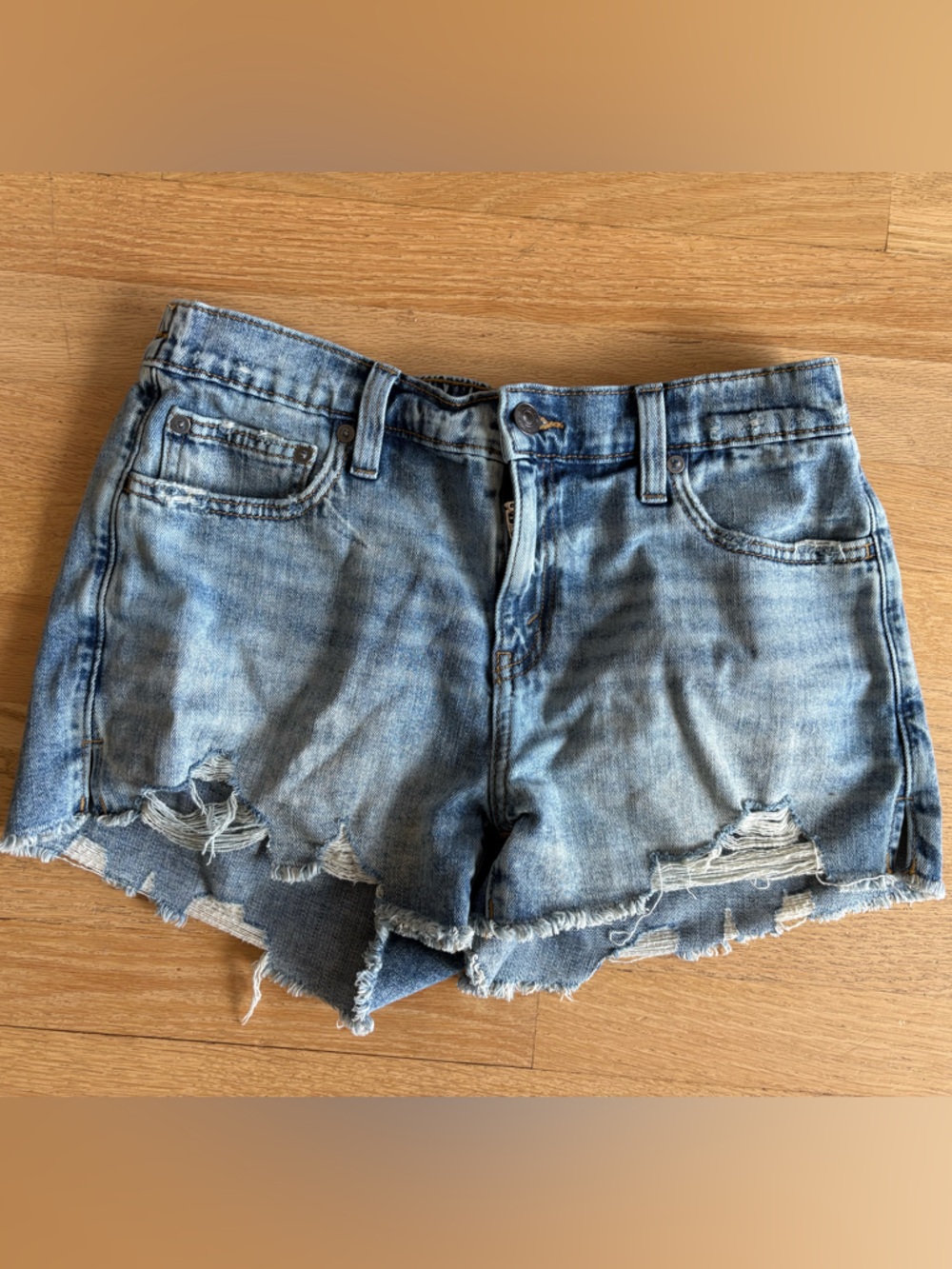 aerie Light Blue Distressed Denim Jean Shorts